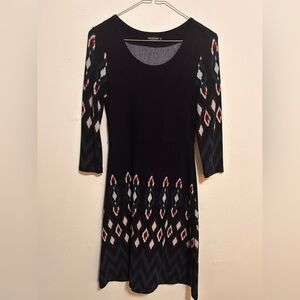 EARTHBOUND Navy Blue Dress with Geometric Accents